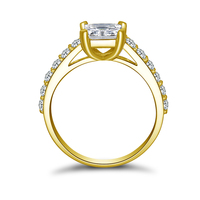 Bague de fiançailles en or jaune massif 10 carats coupe princesse sans faille 6x6mm 1.2ct diamants Moissanite pour femmes cadeau de bijoux fins