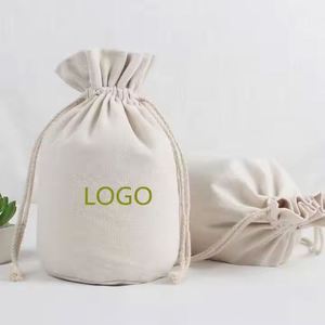 Sac de rangement cadeau en toile de jute écologique et recyclable avec logo personnalisé créatif, fond en coton biologique, cordon de serrage, vente en gros de bijoux - Product Image 1