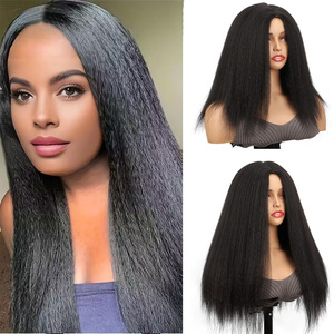 Perruque synthétique noire longue et droite, style Yaki, pour femme – Offre spéciale - Product Image 1