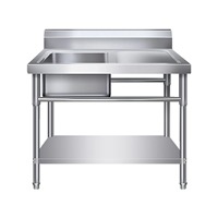 Évier de cuisine en acier inoxydable 201/304 de haute qualité, étagère de table, finition polie, résistant à la corrosion, pour hôtels, restaurants