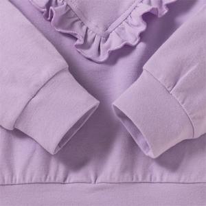 Ropa Infantil para Bebés Niñas, Conjuntos Casuales de Pantalones de Algodón Morado con Sudadera con Capucha de Encaje de China - Product Image 6