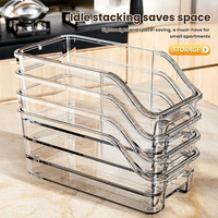 Panier de rangement transparent en PET pour cuisine, organisateur de réfrigérateur, conteneur alimentaire multi-usages, boîte de rangement pour épices, œufs, fruits et légumes