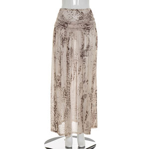 Viviblook J26ST091 New Women Summer Skirt <b>Set</b> Snake Print Sleeveless Bodysuit Maxi Slit Skirt Two Piece <b>Set</b> - Product Image 6