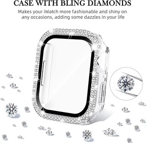 Étui de <span class=keywords><strong>protection</strong></span> en diamant pour <span class=keywords><strong>Apple</strong></span> <span class=keywords><strong>Watch</strong></span> Band 45mm 41mm <span class=keywords><strong>40mm</strong></span> 44mm 38mm 42mm, compatible avec les séries Iwatch 7 6 <span class=keywords><strong>SE</strong></span> 5 4 3 - Product Image 4