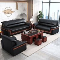 Ensemble de canapés en cuir moderne à trois places, canapé de réception pour bureau et bureau à domicile, meubles de salon de luxe