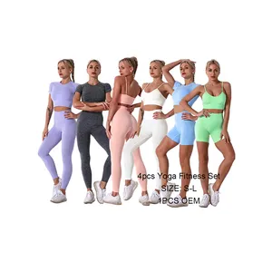 Conjuntos Deportivos Push Up Shorts Nouveau Style Leggings Soutien-Gorge Sans Couture Vêtements Femmes Pantalons Tops Tenue De Sports Fitness Yoga Wear