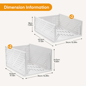 Foldable Stackable Wardrobe Organizer <b>Drawers</b> Collapsible Plastic Storage Baskets for <b>Clothes</b> Closet & Bedroom - Product Image 4