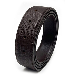 Sangle de ceinture en cuir de vachette véritable Saffiano 33 mm à 5 trous, fabrication coréenne, 120 cm, sans boucle, modèle de remplacement tendance 5H-33-120-Saffiano - Product Image 3