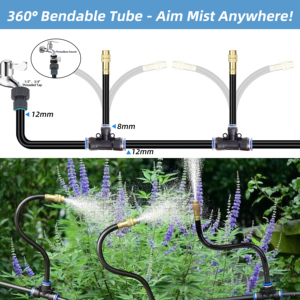 <b>DIY</b> 12mm Garden Irrigation System 49/66/82/98FT Fine Mist Sprayer <b>Kit</b> with Quick Connectors & 360. Bendable Tube - Product Image 3