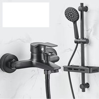 Nouvel ensemble de douche transfrontalier de style chinois, finition noire, simple, pour usage domestique, avec robinets d'eau froide et chaude