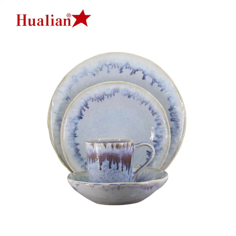 Vajilla de cerámica de estilo europeo, vajilla creativa esmaltada de flujo, 16 piezas, de Hualian