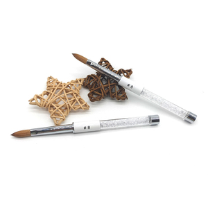 Pinceau à ongles en acrylique avec manche en tube argenté, logo personnalisé, 100% poils de Kolinsky purs, poudre liquide acrylique, pinceau à ongles pour salon de manucure - Product Image 4