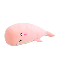 Jouets en peluche de baleine Beluga personnalisés de couleur rose et bleue, vente en gros, adorables animaux marins en peluche, oreillers en peluche de baleine