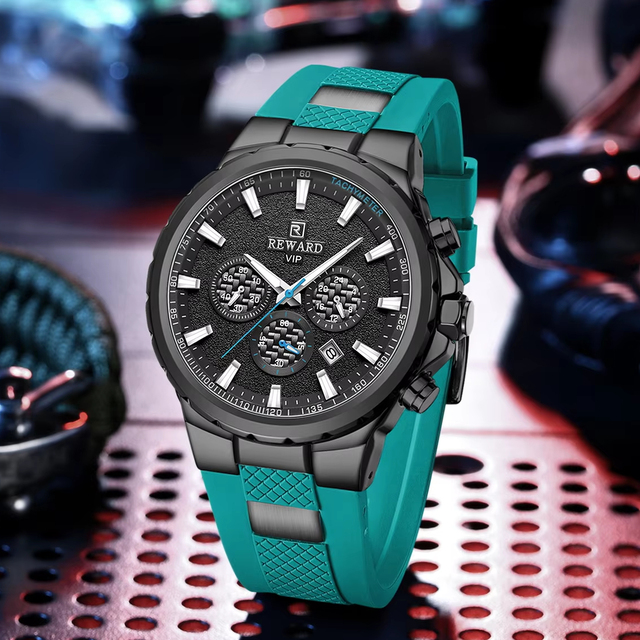 REWARD RD832051M 2025 Alloy Silicone Strap Casual Sport Quartz Watch 3ATM Waterproof Three Eyes Chronograph Fashion Men's Watch
