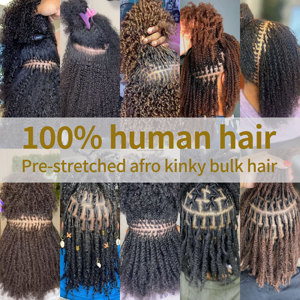 Cheveux brésiliens Remy 100 % naturels en vrac pour tresses afro pré-étirées – Sans produits chimiques - Product Image 6