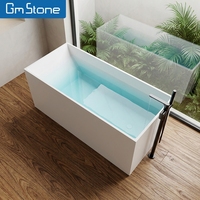 Baignoire autoportante rectangulaire moderne en résine de pierre artificielle écologique GMstone GM-8026 1,5 m