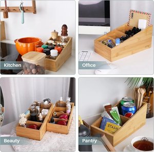 Organizador de Bolsitas de Té de Bambú al por Mayor, Organizador de Almacenamiento de Bambú para <span class=keywords><strong>Despensa</strong></span>, Organizador de Snacks de 4 Secciones con Divisores para Cocina - Product Image 6