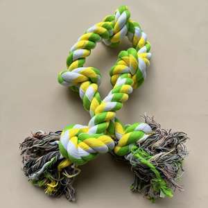 Mainan Tali Kunyah Anjing Five Knots, Mainan Tali Katun Kokoh untuk Pengunyah Agresif, Mainan Tarik Tali Interaktif untuk Anjing Pembersih Gigi - Product Image 3