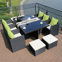 Ensemble de table basse et chaise de jardin en rotin moderne, résistant à l'eau et aux UV, pour villa, parc, jardin
