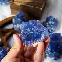 Grosir Kualitas Tinggi Kluster Fluorit Biru Mentah Batu Permata Kristal Penyembuhan Alami