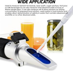 Réfractomètre portable Brix et salinité double échelle 0-32% Brix 0-28% Salinité avec ATC pour le <span class=keywords><strong>saumure</strong></span>, la bière et les fruits - Product Image 6