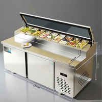 Réfrigérateur de comptoir commercial pour supermarché, vitrine réfrigérée monotempérature pour salades et fruits, contrôle numérique, en acier inoxydable
