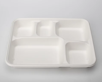 Assiettes jetables écologiques biodégradables et plateau en bagasse à 5 compartiments pour les fêtes - ECOLIFE