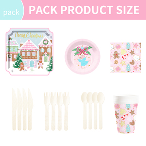 DAMAI Christmas Party Supplies Disposable Dinnerware Tableware Favors for 8 Guests Christmas Party Plates Napkins Tableware Set - Product Image 6