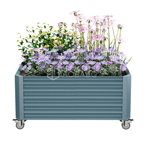 Grand bac à plantes de jardin pour fleurs d'extérieur en métal avec base à roulettes pour balcon, patio, jardin - Product Image 1