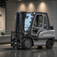 Forklift Listrik Empat Roda 3 Ton 60V Bertenaga Lithium dengan Penggeser Samping, Tinggi Angkat 3m, Bersertifikasi CE, untuk Penanganan Kargo Gudang