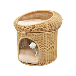Casa de mascotas de Torre pequeña de lujo del fabricante de Vietnam cesta de ratán natural y hecha a mano para perros y gatos al por mayor - Product Image 2