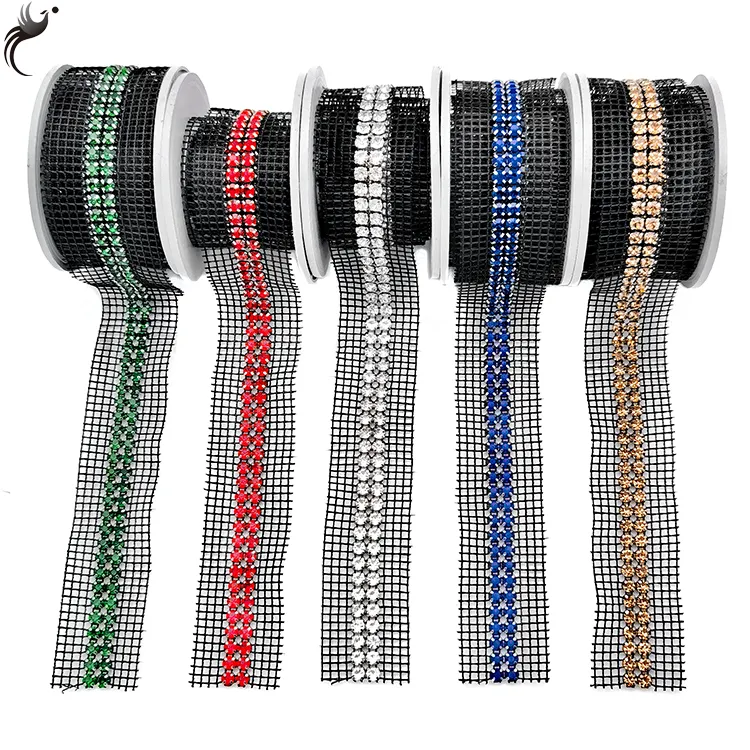 Hot Verkopen Strass Kleding Accessoires Schoenen Voor Aangepaste Ontwerpen Dubbele Rij 5Mm Steentjes Mesh