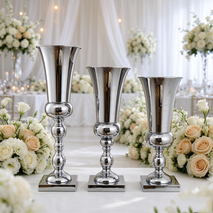 FS017 Metal Goblet Vase Gold Silver Wedding <b>Table</b> Centerpiece Flower Vase for Banquet Party Event Reception <b>Table</b> <b>Decor</b> - Product Image 5