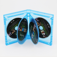 SUNSHING Lot de 25 mm Boîtier vierge transparent pour Blu-Ray et DVD, compatible avec 5, 6, 7, 8, 9, 10 disques, Boîtes de remplacement durables pour CD, DVD et jeux, bleues