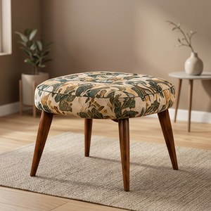 Modern Printed Ottoman Stool Upholstered Side Seat Wooden Leg Accent <b>Footrest</b> Tabletop for Living Room Bedroom Housewarming - Product Image 3