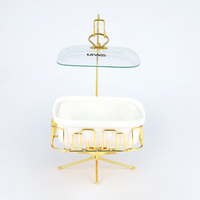 Plat de service en céramique de luxe pour hôtel et restaurant, 3L, doré, chauffe-plats pour buffet avec suspension