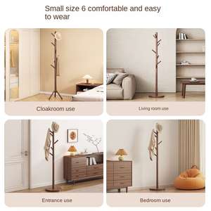 Perchero <span class=keywords><strong>de</strong></span> pie opcional para abrigos, <span class=keywords><strong>de</strong></span> madera, que ahorra espacio, para colgar ropa y sombreros en esquinas. - Product Image 5