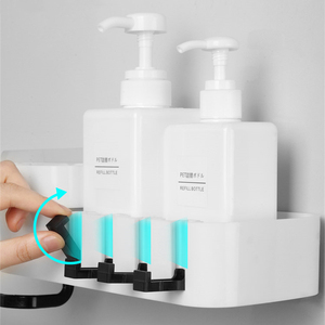 Estante de almacenamiento para baño, organizador de montaje en pared autoadhesivo sin perforación, soporte giratorio expandible para champú - Product Image 4