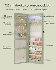 <span class=keywords><strong>Armoire</strong></span> <span class=keywords><strong>à</strong></span> <span class=keywords><strong>bijoux</strong></span> <span class=keywords><strong>SONGMICS</strong></span> avec miroir, verrouillable, <span class=keywords><strong>à</strong></span> fixer au mur ou <span class=keywords><strong>à</strong></span> la porte, 2 tiroirs, 6 LED, miroir, <span class=keywords><strong>armoire</strong></span> <span class=keywords><strong>à</strong></span> <span class=keywords><strong>bijoux</strong></span> - Product Image 3