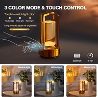 Lampe de chevet en plastique avec cristal, lampe de table LED tactile pour chambre à coucher, décoration de restaurant, lumière d'ambiance nocturne