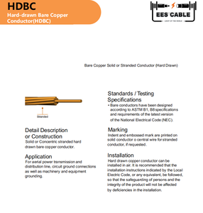 29.3 mm² हार्ड-तैयार नंगे तांबे के कंडक्टर एचडीसी वायर नंगे तांबे ठोस या फंसे तांबे के कंडक्टर - Product Image 3