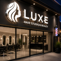 Lettres en relief personnalisées avec éclairage frontal, enseigne LED en acier inoxydable, logo 3D pour salon de coiffure