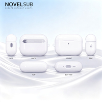 NOVELSUB Lot de 4 coques vierges pour écouteurs à sublimation, film 3D enduit, pour Air Pods 1 & 2 / 3 / 4 / Pro / Pro 2 / Pro 3, protections DIY