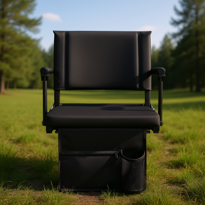 เก้าอี้สนามพกพาสีดำพร้อมที่วางแขน เบาะหนานุ่ม มีที่วางแก้ว พับได้ ใช้ได้ทั้งในสวนและกลางแจ้ง สำหรับงานฟุตบอล - Product Image 2