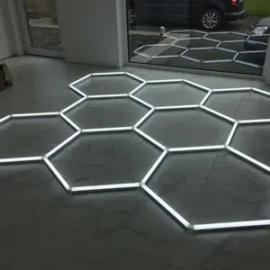 Profissional Personalizado Car Wash Work Station Light Led Hexagonal Tube Light Set Com Conector Para Venda 6500K Levou Luz De Teto