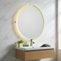 Miroir de salle de bain d'hôtel de luxe avec éclairage LED, écran tactile intelligent, anti-buée, à intensité variable, miroir mural éclairé
