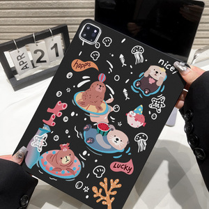 Étui souple pour tablette style Ins, motif mignon de loutre noire, housse de protection fine pour iPad 11, Xiaomi, Samsung – Fournisseur d'usine - Product Image 3