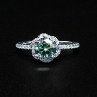 Cincin Moissanite Bunga Mawar Bulat Perak Sterling 925 Potongan Sempurna 1 Ct Moissanite Lulus Uji Berlian Cincin Pernikahan untuk Wanita
