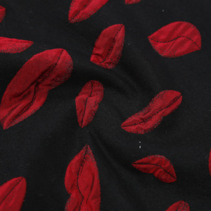 Tissu jacquard brodé 3D de style français, motif lèvres, pour robe, vêtement ou sac - Product Image 1