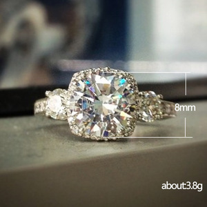 Anello in oro bianco con zirconi, elegante, alla moda, per donna, regalo per anniversario di matrimonio - Product Image 2